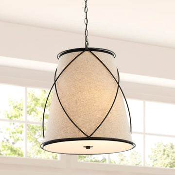 Milo 19" Rustic Farmhouse Iron LED Pendant - JONATHAN Y